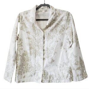 Garnet Hill French Floral Cotton Fleece Romantic Cottage Lounge Sleep Shirt XS